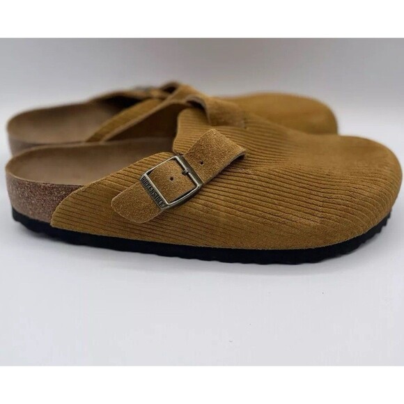 Birkenstock Clogs Boston Unisex Cork Brown Suede Embossed Comfy EU 39 US 8 New - Picture 4 of 9